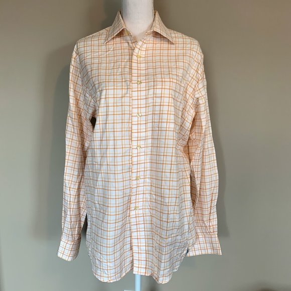 Peter Millar Other - Peter Millar Orange & White Plaid Button Up Shirt